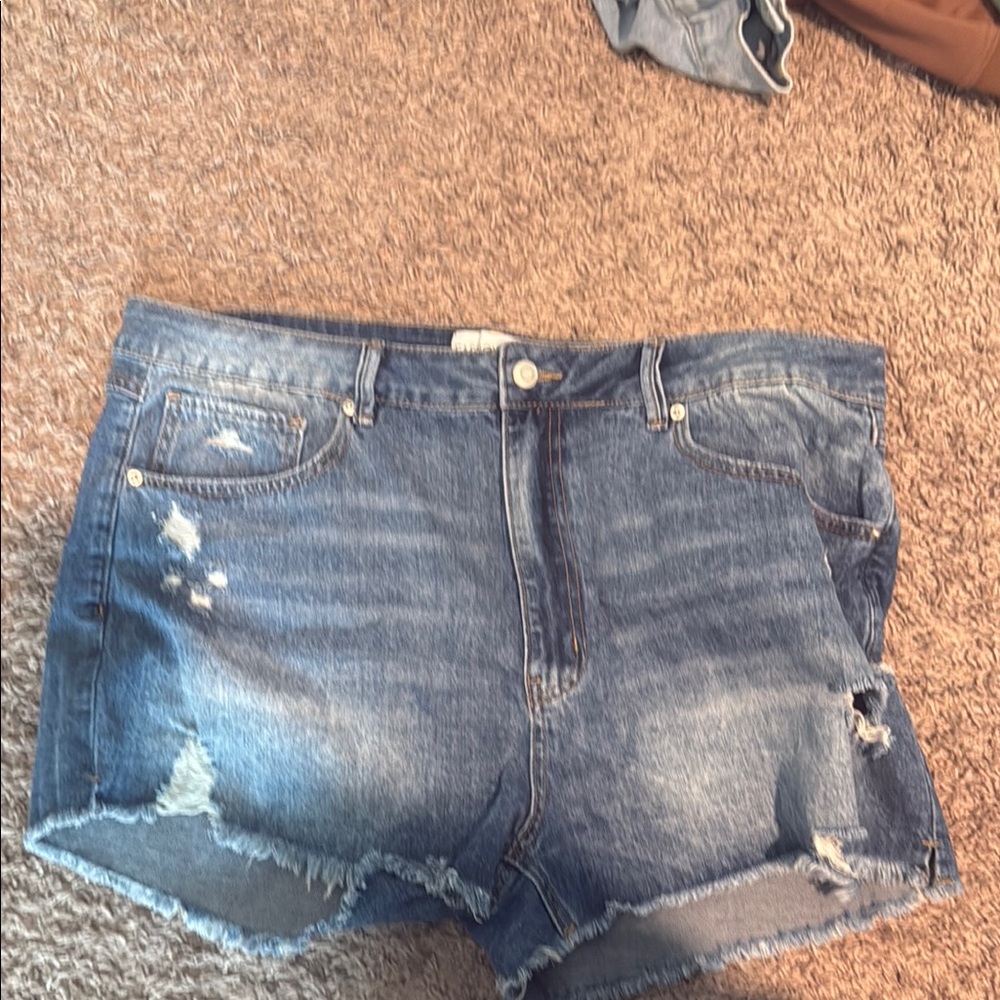 Distressed Blue Denim Shorts